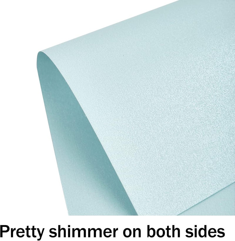 Goefun 100 Sheets Blue Shimmer Cardstock 8.5 x 11 Metallic Paper, 80lb Card Stock Printer Paper for Invitations, Weddings, Parties, Showers - Image 3